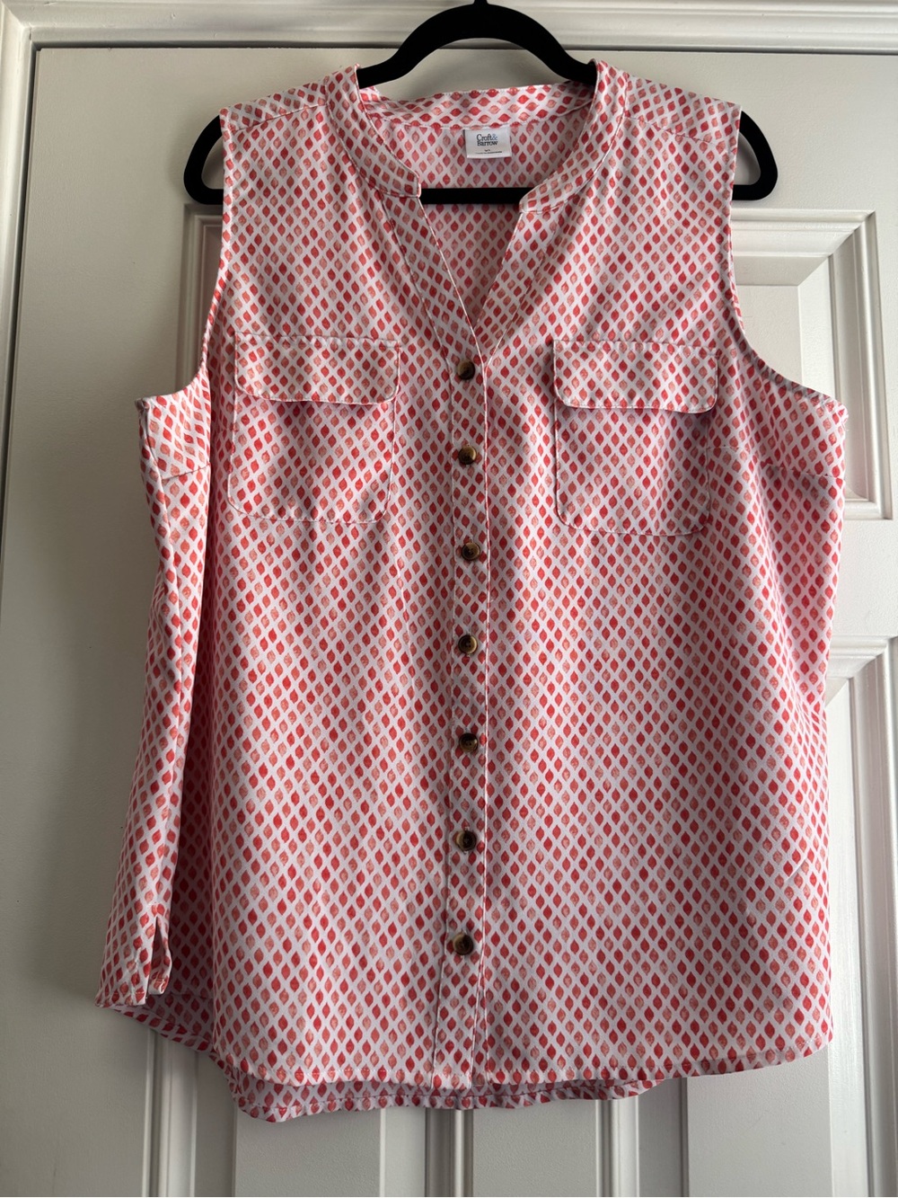 croft & barrow Coral and White Sleeveless Button-Front Camisole